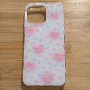 Pink & Blue Butterfly Floral iPhone 16 Pro Max Case